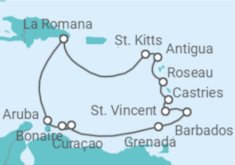 Reiseroute der Kreuzfahrt  Karibische Inseln ab Dominikanische Republik - AIDA