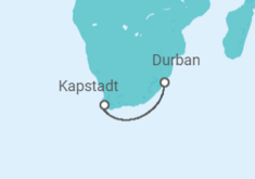 Reiseroute der Kreuzfahrt  Südafrika - MSC Cruises