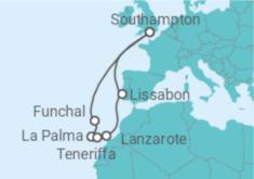 Reiseroute der Kreuzfahrt  Kanaren - Cunard