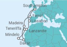 Reiseroute der Kreuzfahrt  Kanaren - Cunard