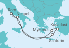 Reiseroute der Kreuzfahrt  Griechenland, Türkei, Italien - Royal Caribbean