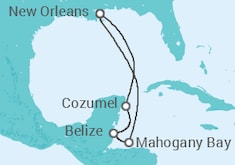 Reiseroute der Kreuzfahrt  WESTERN CARIBBEAN - Carnival Cruise Line