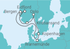 Reiseroute der Kreuzfahrt  Eindrucksvolle Fjordwelt - MSC Cruises