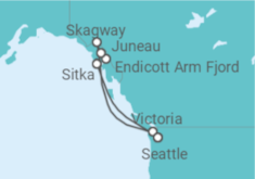 Reiseroute der Kreuzfahrt  Alaska - Royal Caribbean