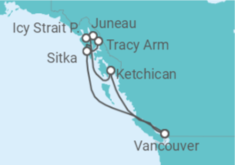 Reiseroute der Kreuzfahrt  Alaska - Royal Caribbean