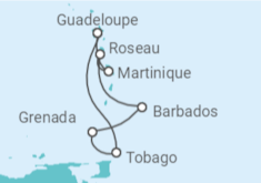 Reiseroute der Kreuzfahrt  Guadeloupe, Barbados Alles Inklusive - Costa Kreuzfahrten