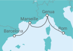 Reiseroute der Kreuzfahrt  Italien, Frankreich - MSC Cruises