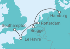 Reiseroute der Kreuzfahrt  Belgien, Niederlande, Frankreich - MSC Cruises