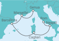 Reiseroute der Kreuzfahrt  Frankreich, Spanien, Italien Alles Inklusive - Costa Kreuzfahrten