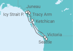 Reiseroute der Kreuzfahrt  Alaska Alles Inklusive - MSC Cruises