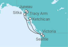 Reiseroute der Kreuzfahrt  Alaska Alles Inklusive - MSC Cruises