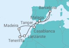 Reiseroute der Kreuzfahrt  Feiertage auf dem Atlantik ab Barcelona  - Celebrity Cruises