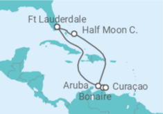 Reiseroute der Kreuzfahrt  Curaçao, Bonaire, San Eustaquio y Saba, Aruba - Holland America Line