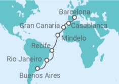 Reiseroute der Kreuzfahrt  Brasilien, Kapverden, Spanien, Marokko Alles Inklusive - Costa Kreuzfahrten