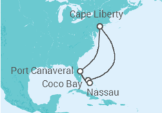 Reiseroute der Kreuzfahrt  USA, Bahamas - Royal Caribbean