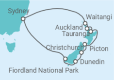 Reiseroute der Kreuzfahrt  New Zealand - Princess Cruises