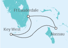 Reiseroute der Kreuzfahrt  USA, Bahamas - Celebrity Cruises