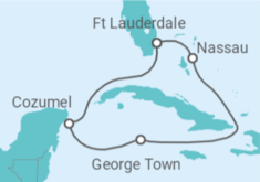 Reiseroute der Kreuzfahrt  Bahamas, Mexiko, Kaimaninseln - Celebrity Cruises