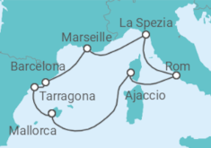Reiseroute der Kreuzfahrt  10 Nächte - Höhepunkte des westlichen Mittelmeers - ab/bis Palma - mit Flug - Mein Schiff