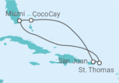 Reiseroute der Kreuzfahrt  Amerikanische Jungferninseln, Puerto Rico - Royal Caribbean