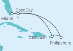 Reiseroute der Kreuzfahrt  Sint Maarten, Puerto Rico - Royal Caribbean