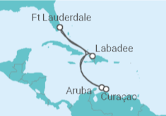 Reiseroute der Kreuzfahrt  Aruba, Curaçao - Royal Caribbean
