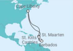 Reiseroute der Kreuzfahrt  Sint Maarten, St. Lucia, Barbados - Royal Caribbean