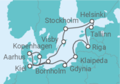 Reiseroute der Kreuzfahrt  14 Nächte - Ostsee intensiv - ab/bis Kiel - Mein Schiff