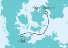 Reiseroute der Kreuzfahrt  2 Nächte - Kurzreise Kopenhagen - ab/bis Kiel - Mein Schiff