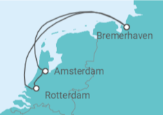 Reiseroute der Kreuzfahrt  5 Nächte - Kurzreise Hollands hübsche Hafenstädte - ab/bis Bremerhaven - Mein Schiff