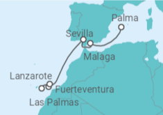 Reiseroute der Kreuzfahrt  Andalusien & Kanaren ab Mallorca - AIDA