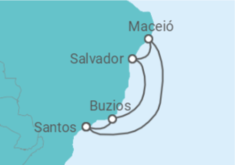 Reiseroute der Kreuzfahrt  Brasilien - MSC Cruises