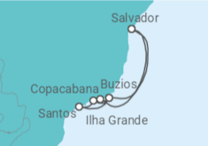 Reiseroute der Kreuzfahrt  Brasilien - MSC Cruises