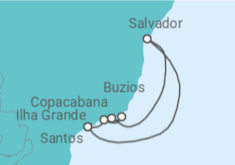 Reiseroute der Kreuzfahrt  Brasilien - MSC Cruises