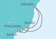 Reiseroute der Kreuzfahrt  Brasilien - MSC Cruises