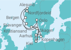 Reiseroute der Kreuzfahrt  Große Skandinavien-Reise ab Kiel - AIDA