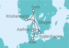 Reiseroute der Kreuzfahrt  Skandinavische Highlights ab Kiel - AIDA