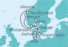 Reiseroute der Kreuzfahrt  Große Skandinavien-Reise ab Kiel - AIDA