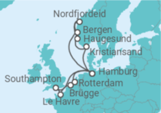 Reiseroute der Kreuzfahrt  Metropolen & Norwegen ab Hamburg - AIDA