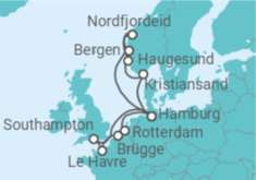 Reiseroute der Kreuzfahrt  Metropolen & Norwegen ab Hamburg - AIDA