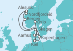 Reiseroute der Kreuzfahrt  Große Skandinavien-Reise ab Kiel - AIDA