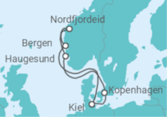 Reiseroute der Kreuzfahrt  Norwegen ab Kiel - AIDA