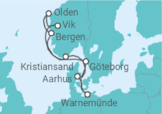 Reiseroute der Kreuzfahrt  Norwegens Fjorde ab Warnemünde 1 - AIDA