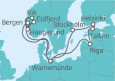 Reiseroute der Kreuzfahrt  Highlights der Nord- und Ostseeküste 2 - AIDA