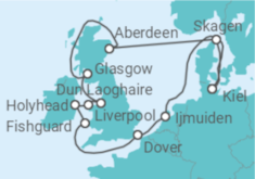 Reiseroute der Kreuzfahrt  Großbritannien & Irland ab Kiel - AIDA