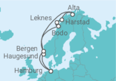 Reiseroute der Kreuzfahrt  Winter im hohen Norden ab Hamburg - AIDA