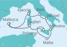 Reiseroute der Kreuzfahrt  Italien & Mittelmeerinseln ab Mallorca - AIDA