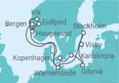 Reiseroute der Kreuzfahrt  Highlights der Nord- und Ostseeküste 1 - AIDA