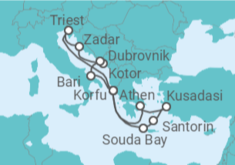 Reiseroute der Kreuzfahrt  Adria & Griechenland ab Korfu 2 - AIDA