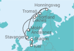 Reiseroute der Kreuzfahrt  Norwegen mit Lofoten & Nordkap - AIDA